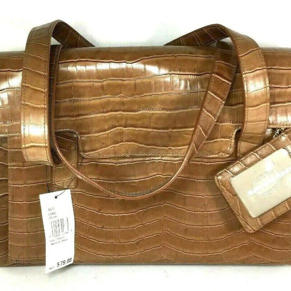 Jones New York Cognac Brown Faux Leather Tote Bag - Picture 3 of 8